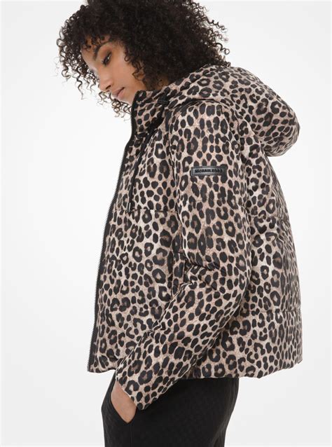 michael michael kors reversible leopard and logo quilted puffer jacket|Reversible Leopard Logo Puffer Jacket .